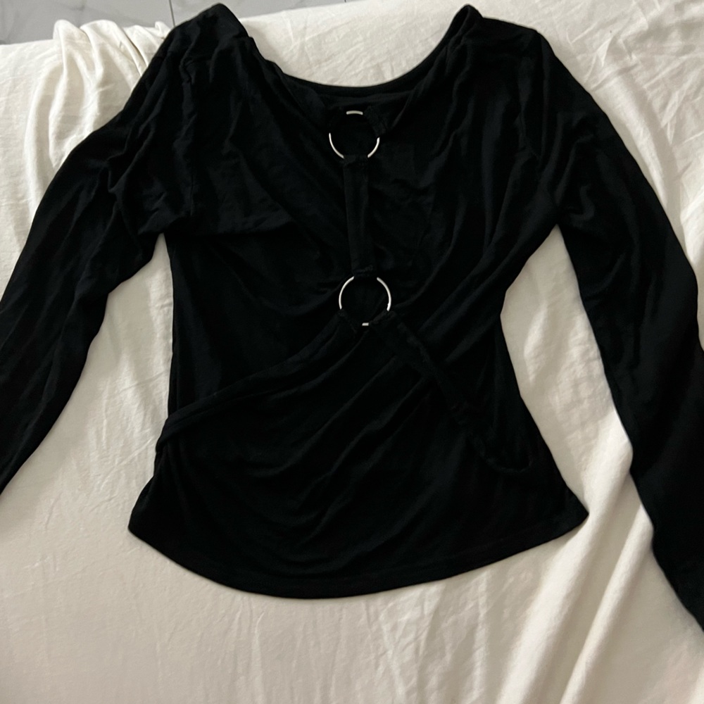 Black long crop top